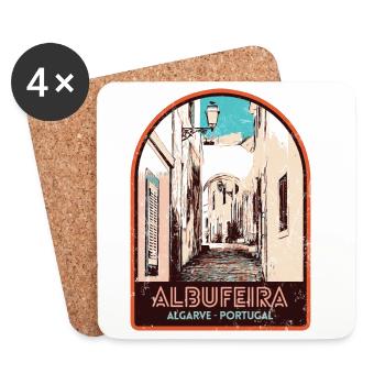 Albufeira Algarve Portugal, pitoreske Sommersonne - Untersetzer (4er-Set) - Weiß - Vorne