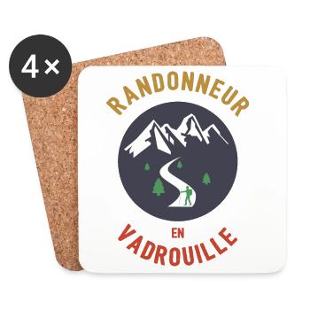 Randonneur en Vadrouille - Dessous de verre (lot de 4) - blanc - Devant