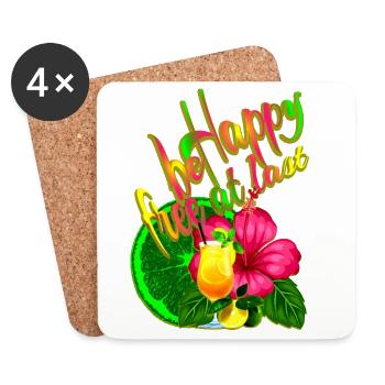 Hibiscus Cocktail Citrus Summer Holiday - Coasters (set of 4) - white - Front