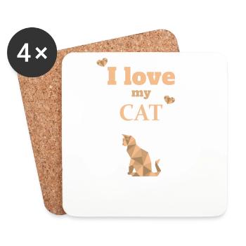 Katze ich liebe mein Haustier - Untersetzer (4er-Set) - Weiß - Vorne