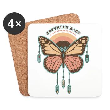 Bohemian Babe - Retro Boho Butterfly - Coasters (set of 4) - white - Front