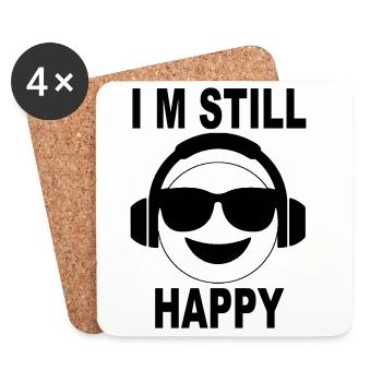 I’m Still Happy – Smiley Headphones Design - Untersetzer (4er-Set) - Weiß - Vorne