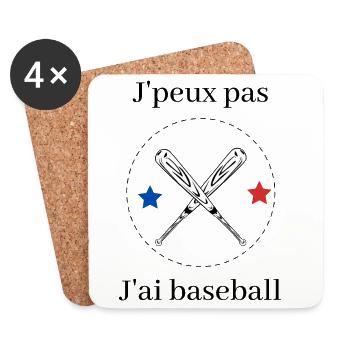 Je peux pas jai baseball - Dessous de verre (lot de 4) - blanc - Devant