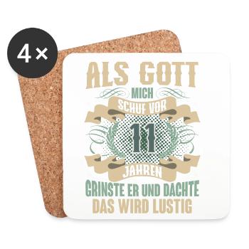 11. Geburtstag Als Gott Mich Schuf Vor - Untersetzer (4er-Set) - Weiß - Vorne