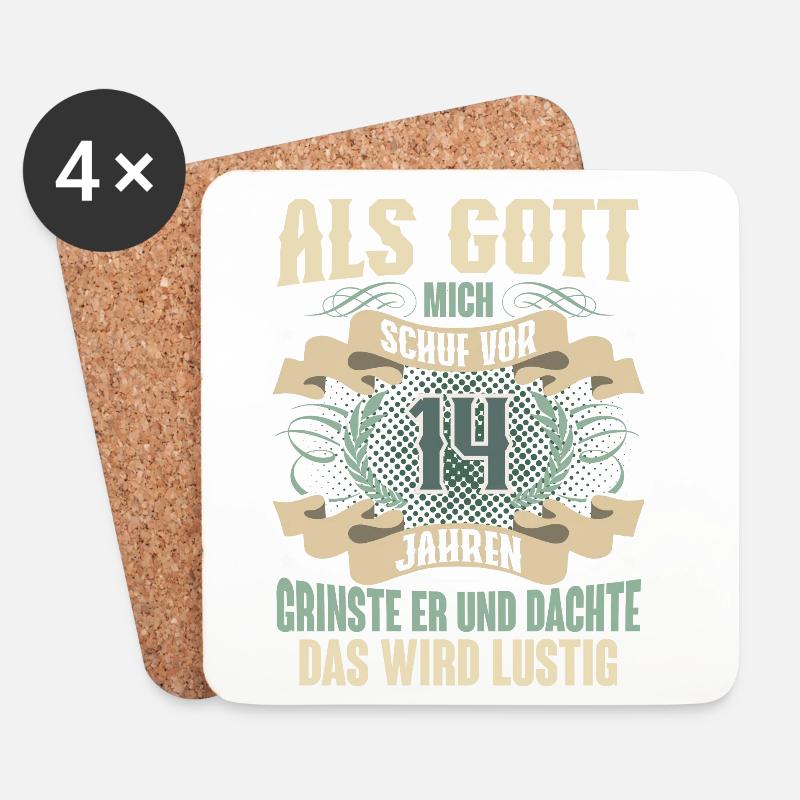 14. Geburtstag Als Gott Mich Schuf Vor - Untersetzer (4er-Set) - Weiß