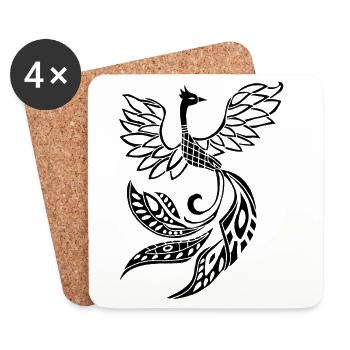 Black phoenix bird - Coasters (set of 4) - white - Front