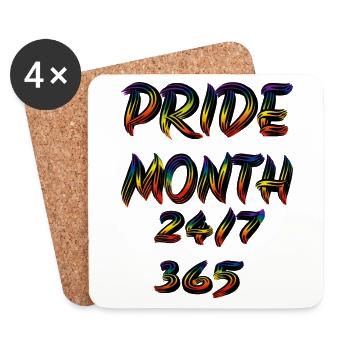 Mois de la fierté Année Amour Gay Queer Homosexuel bi - Dessous de verre (lot de 4) - blanc - Devant