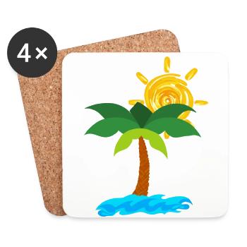 Palme - Untersetzer (4er-Set) - Weiß - Vorne