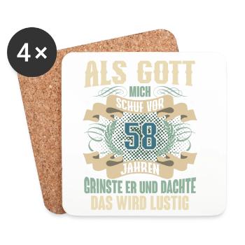 58. Geburtstag Als Gott Mich Schuf Vor - Untersetzer (4er-Set) - Weiß - Vorne