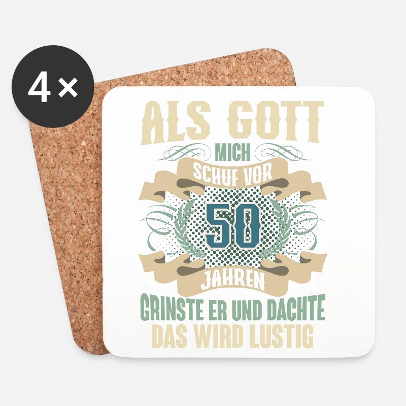50. Geburtstag Als Gott Mich Schuf Vor - Untersetzer (4er-Set) - Weiß