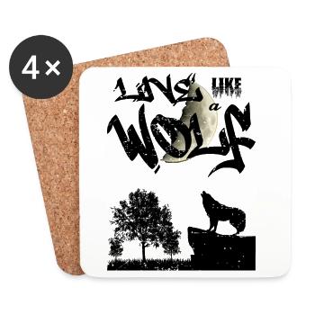 Live like a wolf - Coasters (set of 4) - white - Front