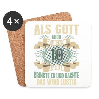 10. Geburtstag Als Gott Mich Schuf Vor - Untersetzer (4er-Set) - Weiß - Vorne