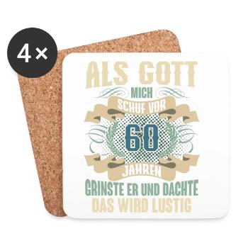 60. Geburtstag Als Gott Mich Schuf Vor - Untersetzer (4er-Set) - Weiß - Vorne