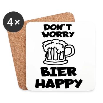 Ne vous inquiétez pas, bière heureuse pour les amateurs de bière # - Dessous de verre (lot de 4) - blanc - Devant