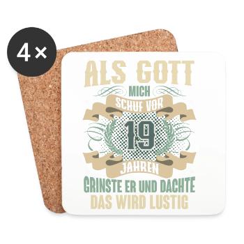 19. Geburtstag Als Gott Mich Schuf Vor - Untersetzer (4er-Set) - Weiß - Vorne