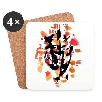 Abstract face - Coasters (set of 4) - white - Front