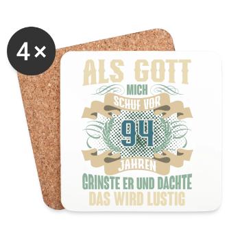 94. Geburtstag Als Gott Mich Schuf Vor - Untersetzer (4er-Set) - Weiß - Vorne