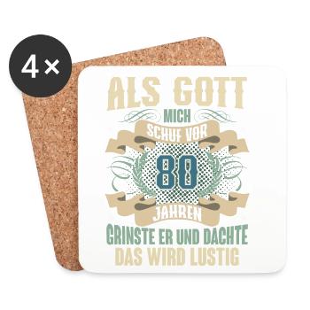 80. Geburtstag Als Gott Mich Schuf Vor - Untersetzer (4er-Set) - Weiß - Vorne