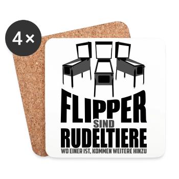 Flipper sind Rudeltiere | Pinball Farben änderbar - Untersetzer (4er-Set) - Weiß - Vorne