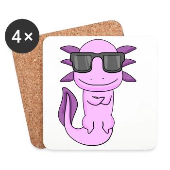 Axolotl with sunglasses - Coasters (set of 4) - white - Front