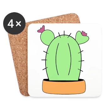 Cactus, cactus, plantes succulentes, plantes - Dessous de verre (lot de 4) - blanc - Devant