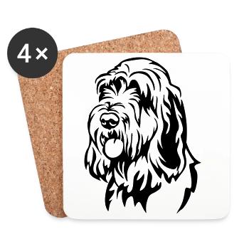 Spinone Italiano Head - Coasters (set of 4) - white - Front