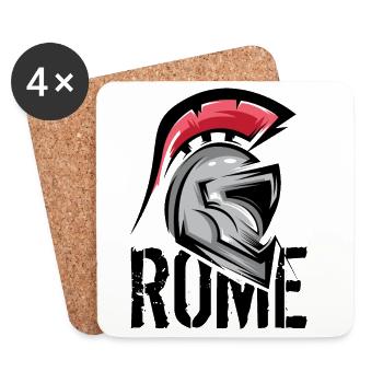 Rome Rome Roman Symbole Illustration Casque Gladiateur - Dessous de verre (lot de 4) - blanc - Devant