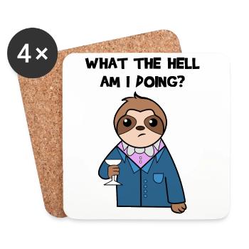 Chill Animal Sloth Statement Mammal Relax - Coasters (set of 4) - white - Front
