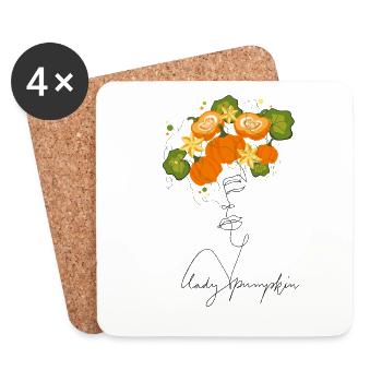 Lady Pumpkin Lineart Design orange - Untersetzer (4er-Set) - Weiß - Vorne
