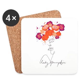 Lady Pumpkin Lineart Design - Coasters (set of 4) - white - Front