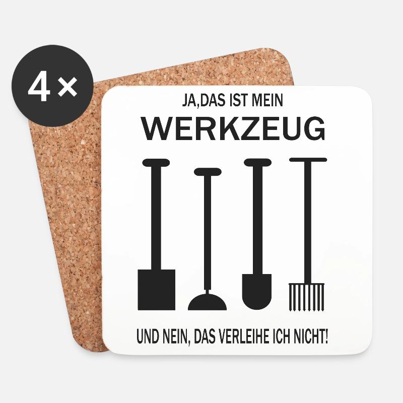 Mein Garten Werkzeug - Untersetzer (4er-Set) - Weiß