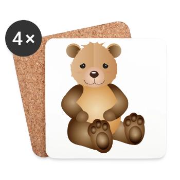 zuckersüßer goldiger Bär als tierischer Begleiter - Untersetzer (4er-Set) - Weiß - Vorne