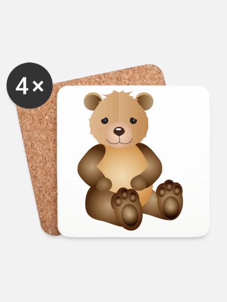 zuckersüßer goldiger Bär als tierischer Begleiter - Untersetzer (4er-Set) - Weiß