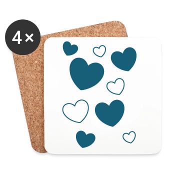 Cadeau du motif cœur bleu - Dessous de verre (lot de 4) - blanc - Devant