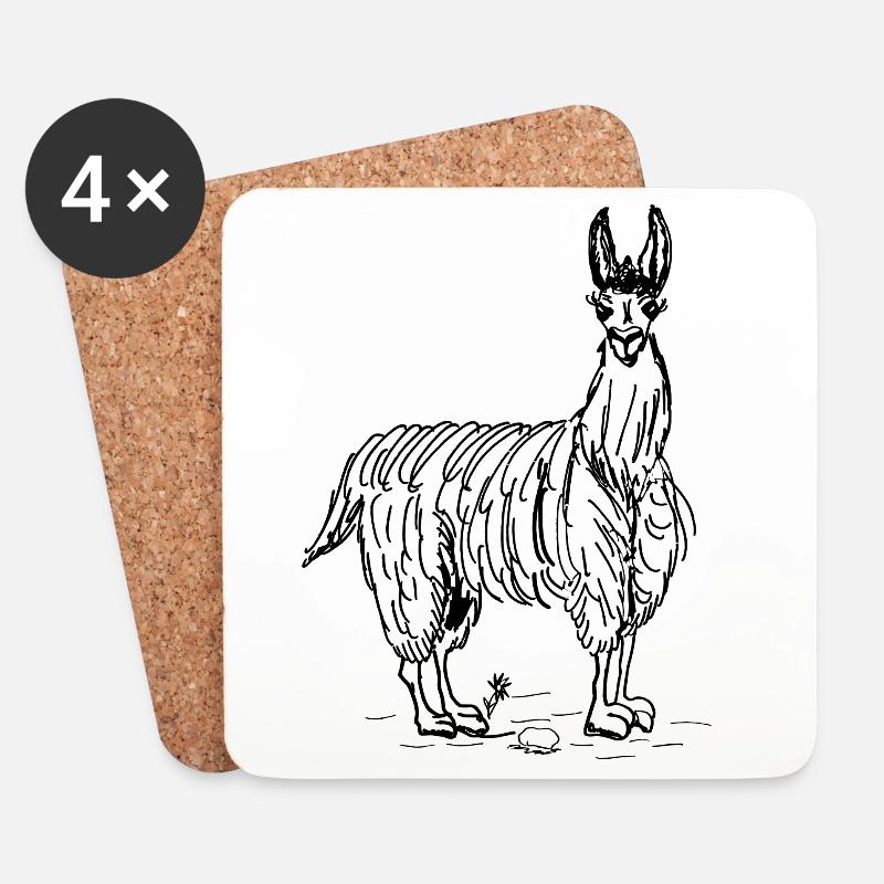 Lama - Untersetzer (4er-Set) - Weiß