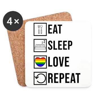Lgbt Herz Regenbogen Lesbisch Liebe Gay Statement - Untersetzer (4er-Set) - Weiß - Vorne