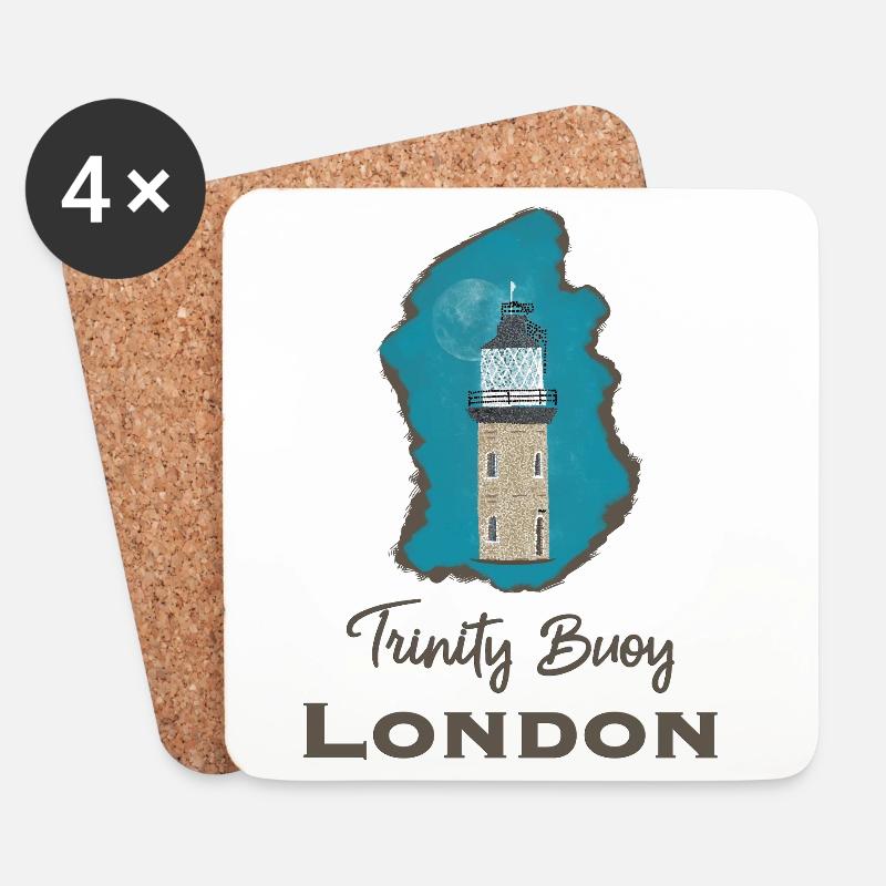 London, Leuchtturm Trinity Buoy, Pixel- Art - Untersetzer (4er-Set) - Weiß