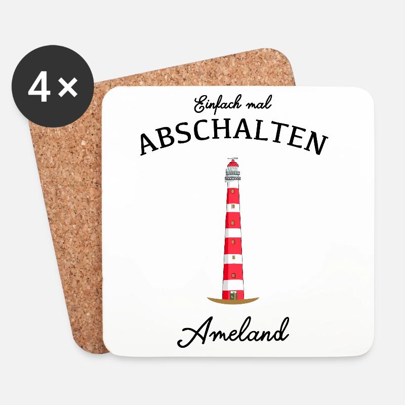 Ameland Leuchtturm Bornrif, Einfach mal abschalten - Untersetzer (4er-Set) - Weiß