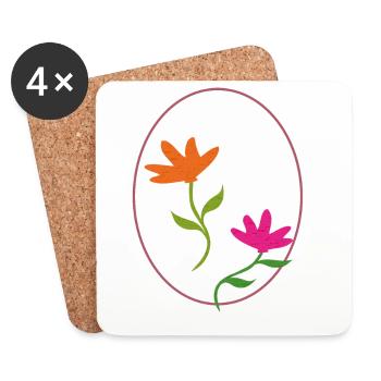Œuf de Pâques à deux fleurs - Dessous de verre (lot de 4) - blanc - Devant
