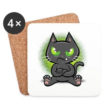 Chat têtu - Dessous de verre (lot de 4) - blanc - Devant