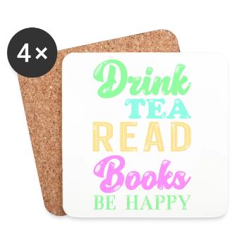 Reading Books Tea - Coasters (set of 4) - white - Front