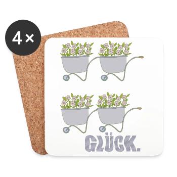 schubkarren glück - Untersetzer (4er-Set) - Weiß - Vorne