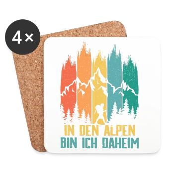 Je suis chez moi dans les Alpes - Dessous de verre (lot de 4) - blanc - Devant