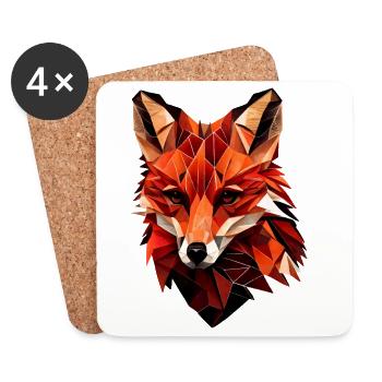 Renard stylisé, Géométrique - Dessous de verre (lot de 4) - blanc - Devant