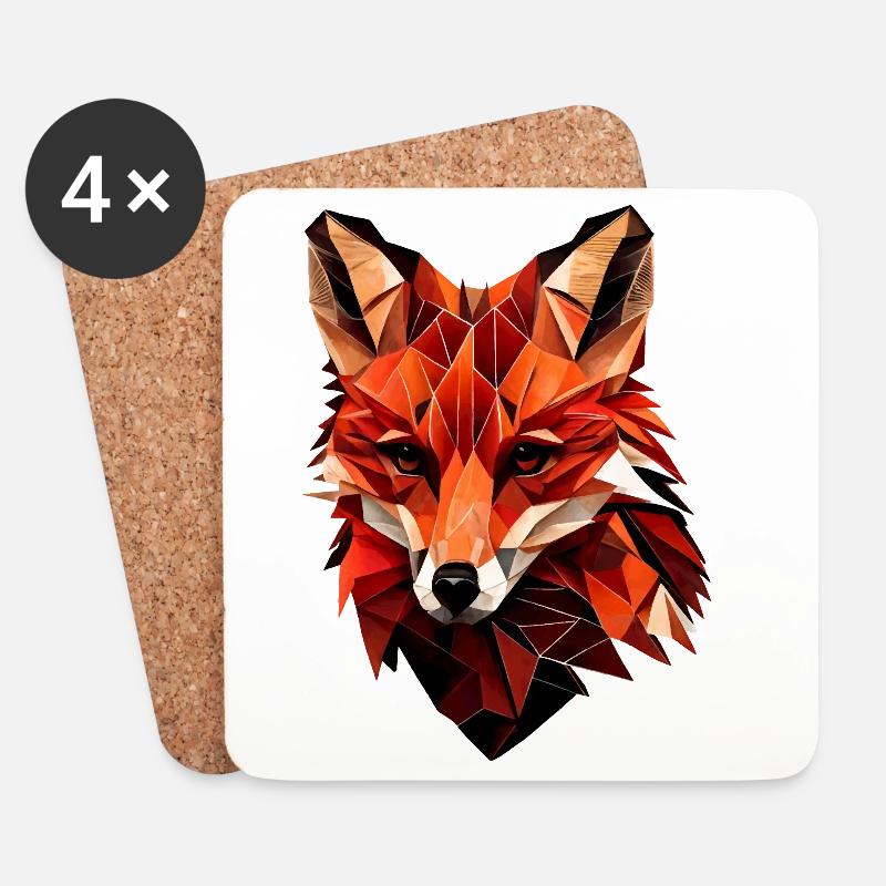 Stilisierter Fuchs, geometrisch - Untersetzer (4er-Set) - Weiß