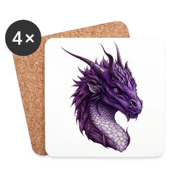 Mächtiger Lila Fantasy Drache - Untersetzer (4er-Set) - Weiß - Vorne