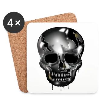 extravaganter Totenkopf koloriert im Chrom Look - Untersetzer (4er-Set) - Weiß - Vorne