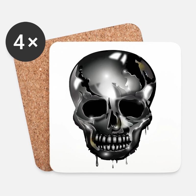 extravaganter Totenkopf koloriert im Chrom Look - Untersetzer (4er-Set) - Weiß