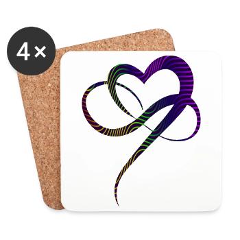 Unendliche Liebe Herz Bunte Linien Infinity Heart - Untersetzer (4er-Set) - Weiß - Vorne