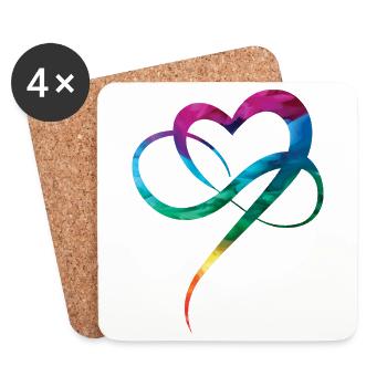 LGBTQ Pride Heart Christopher Street Day Herz - Untersetzer (4er-Set) - Weiß - Vorne